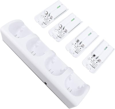 Thijox - Afstandsbediening Laadstation voor Controller met 4x 2800mAh Oplaadbare Batterijen - Wit - Ideaal voor Gaming en Thuisgebruik