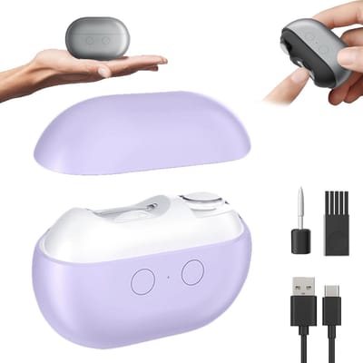 Nagelknipper - 2-in-1 Elektrische Nagelvijl met LED-verlichting - Oplaadbaar via USB - Veilig voor Ouderen, Kinderen en Volwassenen - Paars