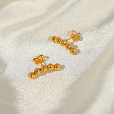 Studs met Bolletjes | Stainless Steel Goud