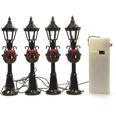 4 stuks kerstdorp straatlantaarn met verlichting