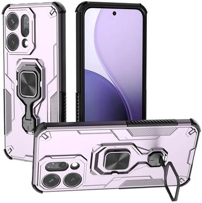 MobyDefend Hoesje - Geschikt voor Oppo Reno14 - Dubbelgelaagde Pantsercase Met Standaard - Roze