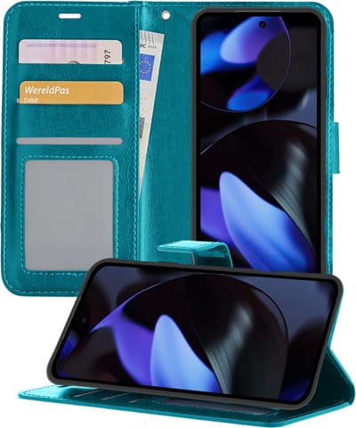Hoesje - Geschikt voor Google Pixel 10 - Luxe Bookcase - Walletcase Hoes - Portemonnee - Cover - Telefoonhoes - Turquoise