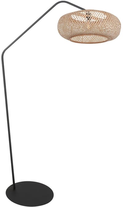 Anne Lighting - vloerlamp - ZigZag - naturel zwart - bamboe metaal - booglamp - E27 - 4509ZW