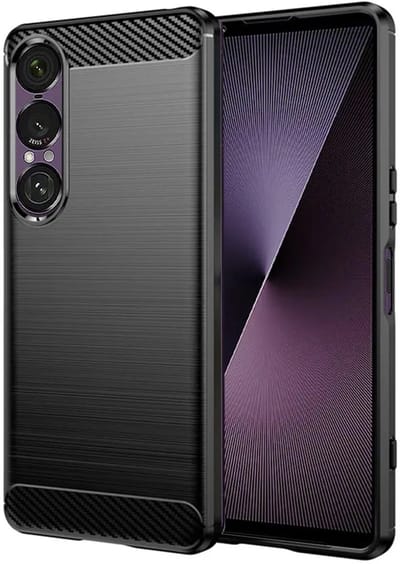 Hoesje geschikt voor Sony Xperia 1 VII - Techsuit Carbon Silicone Back Cover - Zwart
