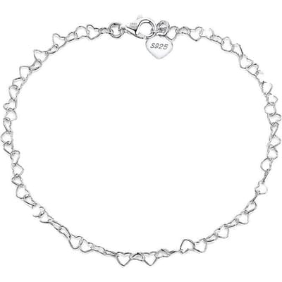 Cheville en Argent Sterling S925 Forme d'Amour Doré Creux Petite et Fraîche argenté