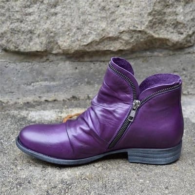 Dameslaarzen Nieuwe Leren Enkellaarzen Platte Schoenen Herfst Winter Sneeuwschoenen Platform Rits Punk Laarzen Blokhak Dames Schoenen 43 gray