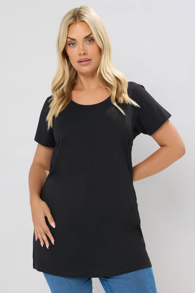 Yours Set Van Twee Paar Lange Tshirts Van Katoenmix In Zwart/Wit Size 42