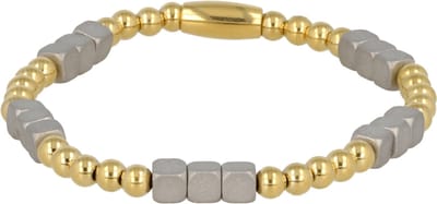 My Bendel - Edelstalen Elastische Armband - Elastische XS Armband met Zilverkleurige Cubes - met Luxe Cadeauverpakking | Sieraden Voor Dames | Maat XS