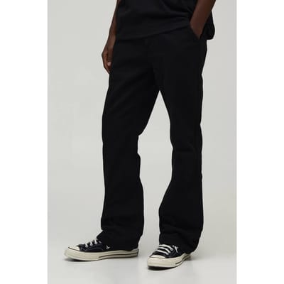 Relaxed Fit Half and Half Embroidered Cargo Trousers | Black | Size XS