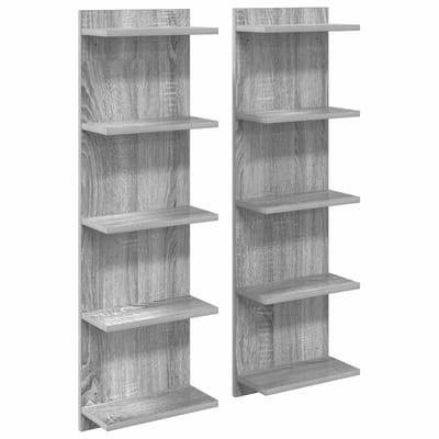 vidaXL - Wandplank - 2 - st - Grijs - Sonoma - 30 - x - 15 - x - 100 - cm - Bewerkt - hout