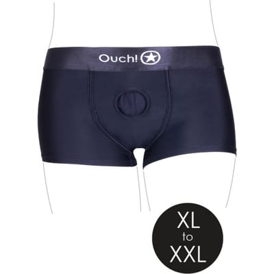 Shots - Ouch! OU825BLKXLXXL1 - Vibrating Strap-on Boxer - Black - XL/XXL