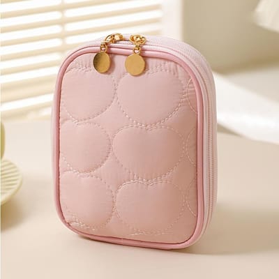 Pochette de Maquillage Portable pour Retouches, Mini Sac de Rangement pour Cosmétiques et Rouges à Lèvres, Organisateur Multifonctionnel Grande Capacité, Trousse de Toilette rose
