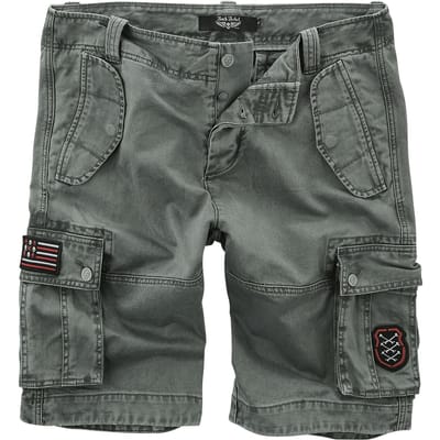Rock Rebel by EMP - Rock Shorts - Graue Cargo Shorts mit Patches - L tot XXL - voor Mannen - grijs