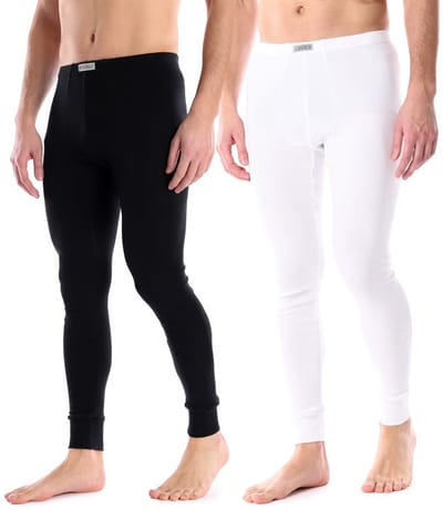 Ladeheid Heren Thermobroek 2 Pack Set - Sport - Thermoactieve - Lang - Katoen – Zwart/Wit – S - LA-LA40-247-UW-2B