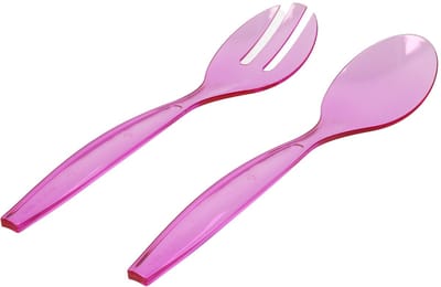 Plasticforte Sla bestek - couvert setje - paars - kunststof - 29 cm - Opscheplepels