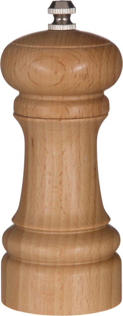 5Five Pepermolen/zoutmolen hout beige 14 cm - kruidenmolen - specerijenmolen - keukenkruidmolen