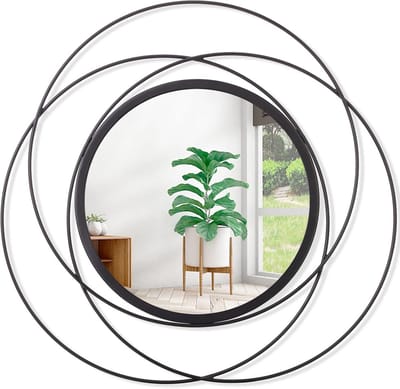 Wandspiegel Rond - Decoratieve Spiegel - Ruimte Vergroten - Duurzaam IJzeren Frame - 40x40 cm - Zwart