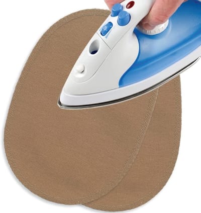 Strijkpatches - Reparatie patches - Kleding repareren - Raffelbestendige rand - 16x11 cm - Beige
