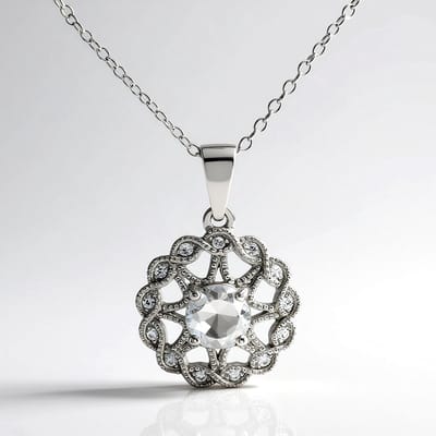 Cavill - Zilveren Halsketting met Witte Topaas 0,91 ct en Zirkoon 0,15 ct - 925 Sterling Zilver Gerhodineerd - Elegante Ronde Edelsteen Ketting Dames