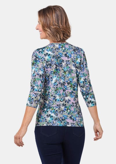 Betoverend mooi gedessineerd shirt - marine / sering / gedess. - Gr. 38 van Goldner Fashion