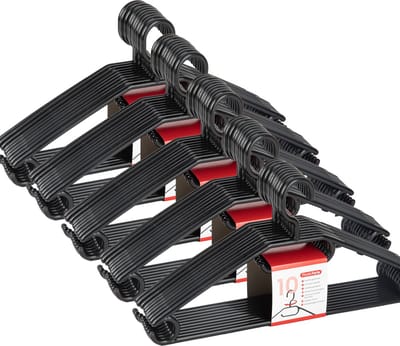 Plasticforte Kledinghangers - 50x - zwart - kunststof - 40,5 cm - kledingkast opruimen - draaibare haak