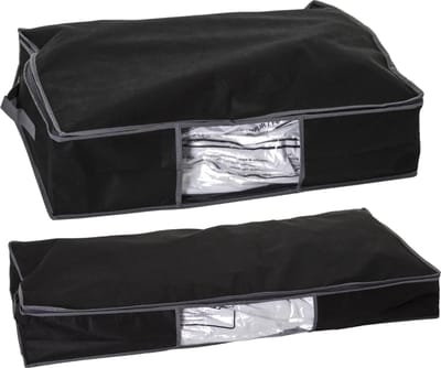 Set van 2x dekbed/kussen opberghoezen zwart met vacuumzak - 60 x 45 x 15 cm en 98 x 45 x 15 cm