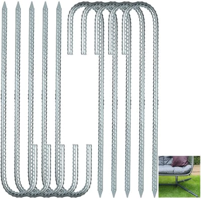 Dailygoods- Tentharingen 30 cm verzinkt staal - 10 stuks - J-tentharingen - Tuinharingen - Trampolinetankers - Roestbestendig - Haringen