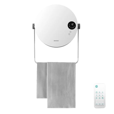 Cecotec Toallero Calefactor Cerámico de Pared ReadyWarm 2000 Round. 2000W, 2 Niveles, LED, Touch Control, Mando a Distancia