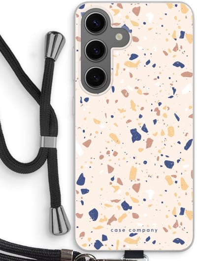 Case Company® - Hoesje met koord geschikt voor Samsung Galaxy S24 hoesje met Koord - Terrazzo N°23 - Telefoonhoesje met Zwart Koord - Bescherming aan alle Kanten en Over de Schermrand