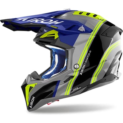 Airoh Helm Aviator 3 AMS² Hima glans blauw grijs zwart