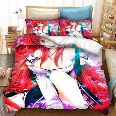 Anime High School DxD  2_3 STUKS Beddengoed Set Dekbedovertrek Slaapkamer Dekbedovertrekken Enkel Tweeling Koning _Maat Dekbedovertrek Huis Textiel EU Twin 135x200cm