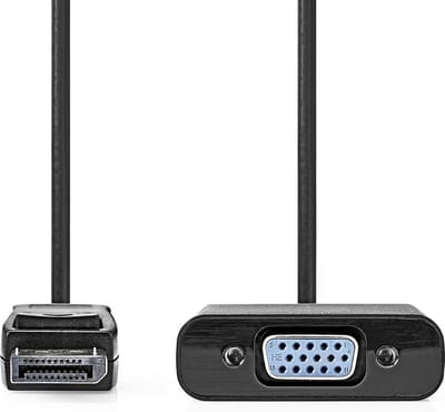Nedis DisplayPort-Adapter - DisplayPort Male - VGA Female 15p - 1080p - Vernikkeld - 0.20 m - Rond - Zwart - Doos