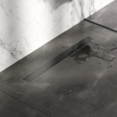 Brauer Douchegoot - 70x7.5cm - vloerflens - tegelinlegrooster omkeerbaar - RVS - geborsteld gunmetal