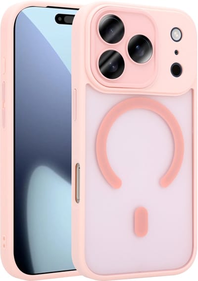 Coverzs luxe matte Magneet hoesje geschikt voor iPhone 17 Pro met camera cover (roze) – sterke case met premium bescherming, dun ontwerp en perfecte pasvorm - Camerabescherming