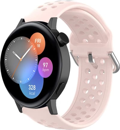 Siliconen sport bandje met gaatjes - Geschikt voor Huawei Watch GT 3 42mm / Huawei Watch GT 3 Pro 43mm / Huawei Watch GT 2 42mm / Huawei Watch GT - 42mm bandje - Sport bandje - Roze