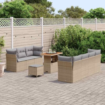 vidaXL - Tuinbank - Set - met - kussen - met - opslag - 10 - pcs - beige - en - lichtgrijs