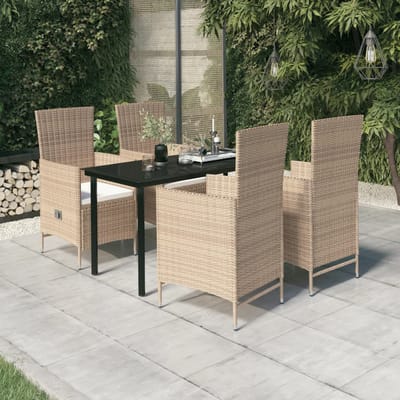 vidaXL - 5-delige - Tuinset - met - kussens - beige