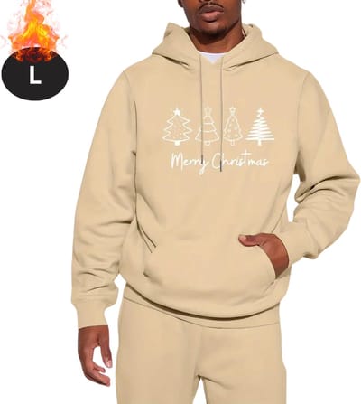 Bovista Kersttrui - Heren - Foute Kersttrui - Christmas Sweater - Kerst Sweater - Kerstboom - Christmas Jumper - Hoodie - Abrikoos - L