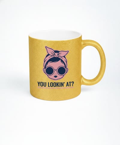Gold Glitter You Lookin' At? Mok - Unieke Koffiemok met Design
