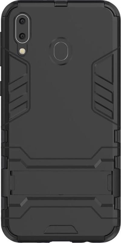 Shop4 - Samsung Galaxy M20 (Power) Hoesje - Extreme Back Case met Kickstand Zwart