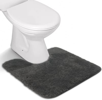 WC Mat U-vorm 50×50 cm – Hoogpolig, Antislip & Absorberend – Wasbare Badmat – Grijs