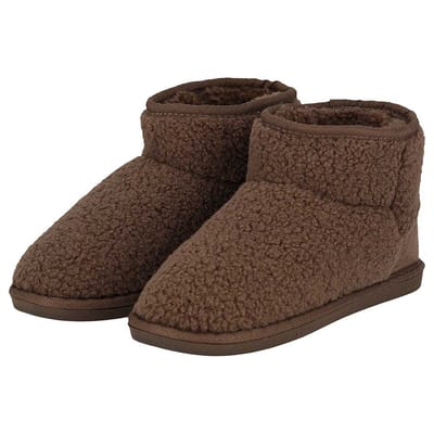 Apollo - Dames teddy pantoffels - Fake Fur voering - Bruin - Maat 37/38 - Sloffen dames - Pantoffels dames
