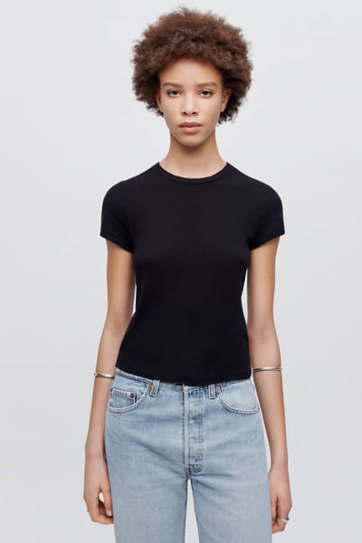 RE/DONE 90s Baby Tee Vintage Black Größe: S | Hemden Outlet | Damen | Schwarz