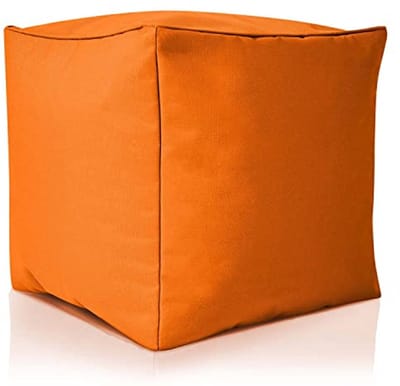 Stijlvolle poef kruk voor binnen en buiten - 40x40x40 cm met comfortabele EPS vulling - Voetenbank voor kinderen en volwassenen - Oranje