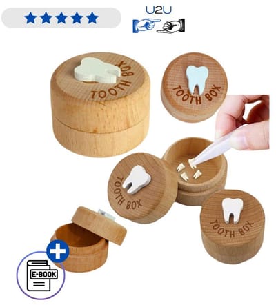 Houten Melktanden Doosje Voor Kinderen Met Gravering Tooth Box Met Ebook