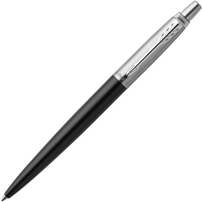 Parker Jotter-balpen | Bond Street Black met chromen rand | Medium punt met blauwe inkt | Cadeauverpakking