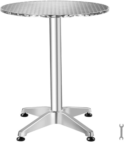 tectake® 2-in-1 Aluminium Statafel en Eettafel - Ø60 cm Tafelblad - Bistrotafel - Klaptafel - Terrastafel - In Hoogte Verstelbaar van 75 tot 115 cm - Zilver - Opklapbaar - Partytafel - Geschikt voor Binnen en Buiten