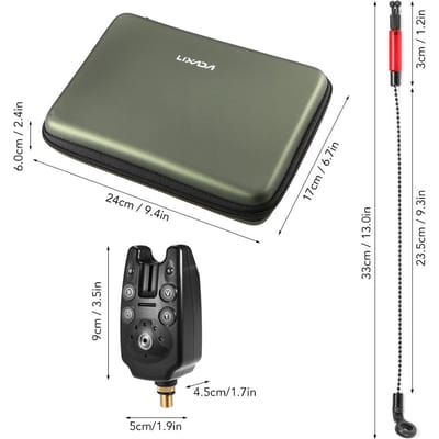 Lixada Alarmes de Touche de Pêche Chaîne Alerte Balancier Set Kit Alarme de Pêche Numérique Indicateur d'Alarme LED Alerte Balancier de Pêche Green Swinger