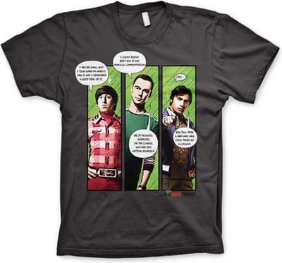 The Big Bang Theory Heren Tshirt -M- Superhero Quips Grijs