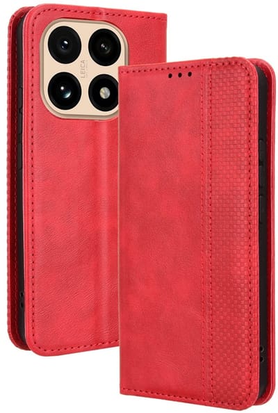 Coverup Hoesje - Geschikt voor Xiaomi 15T Hoesje - Coverup Vintage Style Book Case - Rood
